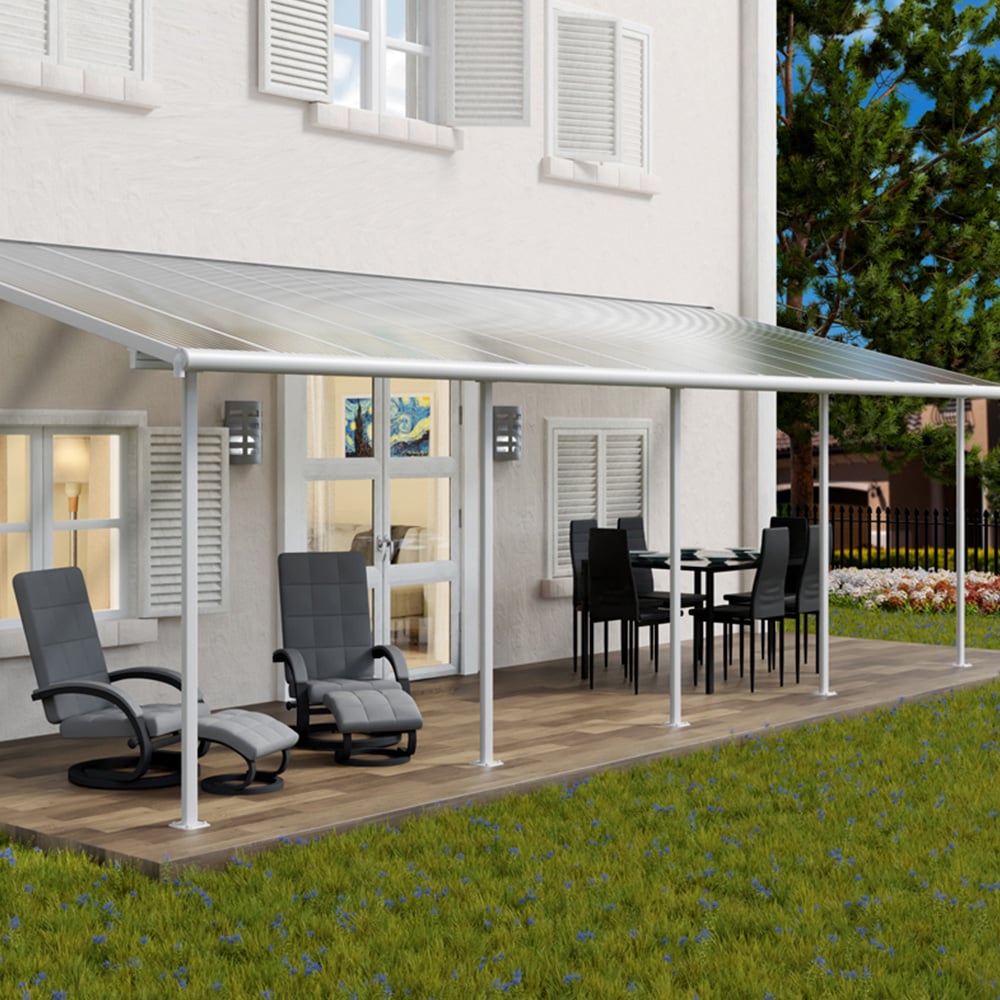 Palram Canopia Sierra White and Clear 3 x 8.51m Patio Cover Image 1