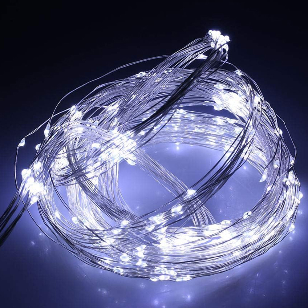 Shatchi 100 Cool White LED Silver Copper Wire Christmas String Light 10m Image 1
