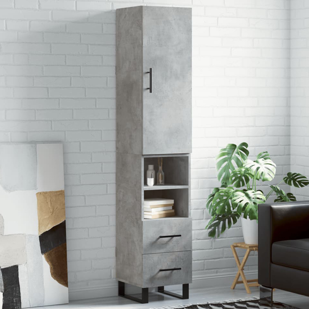 vidaXL 4 Door Grey Highboard Image 1