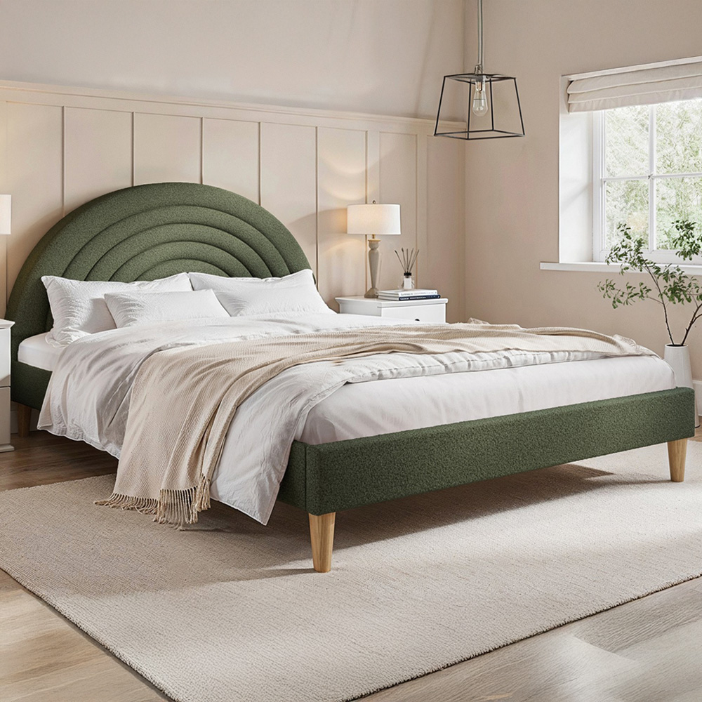 Flair Ava Double Green Boucle Bed Image 1