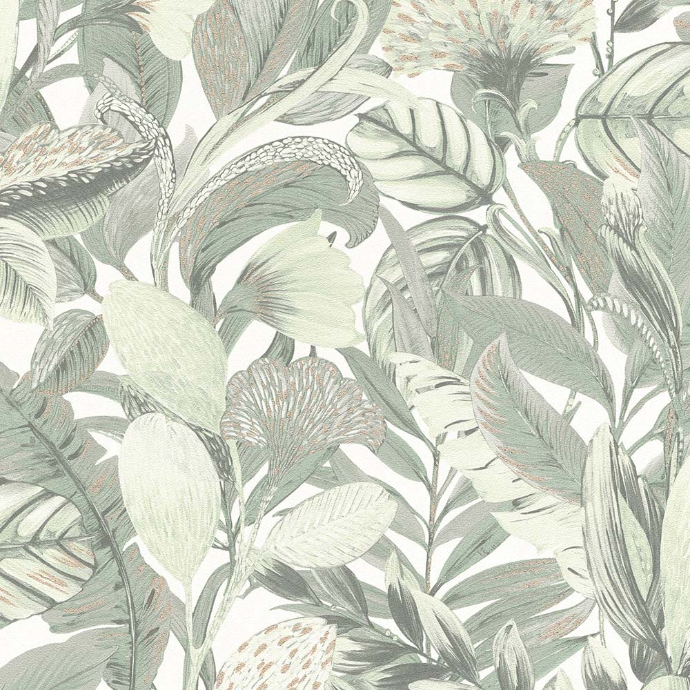 Erismann Paradise Floral Textured Green Non Woven Wallpaper Image 1
