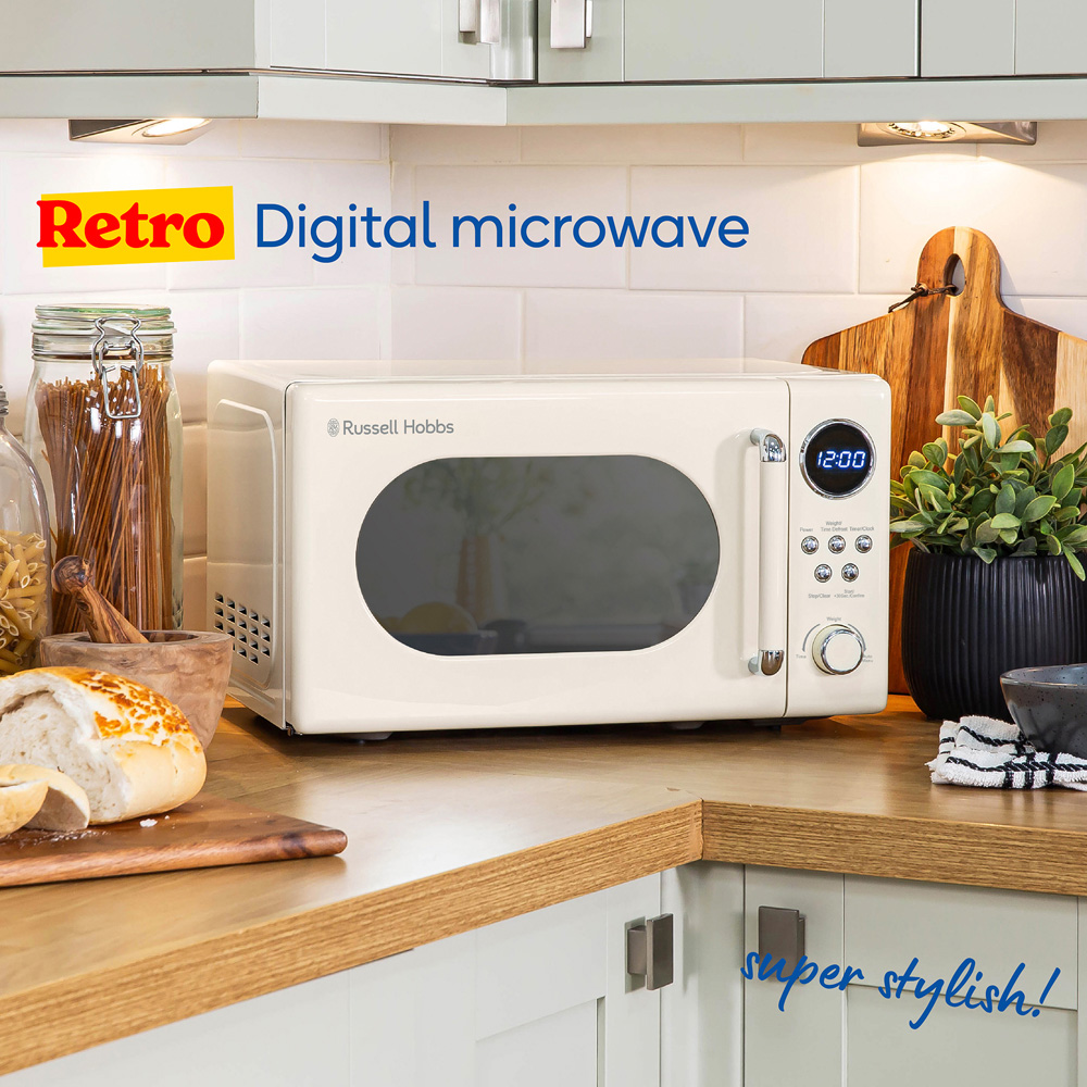 Russell Hobbs Retro Solo RHM2044C Cream Digital 20L Microwave Image 4