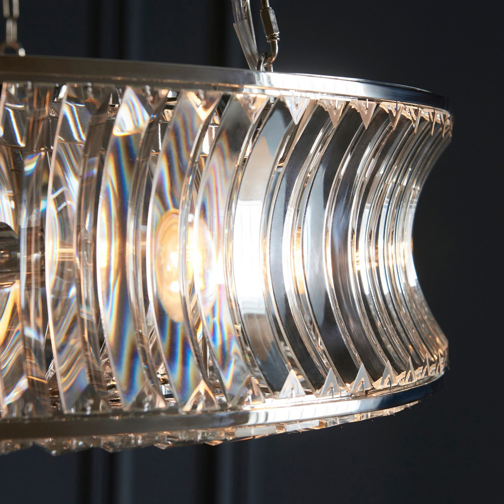 Merano Vittoria Crystal and Clear Glass Bright Nickel Plate Pendant Ceiling Light Image 5