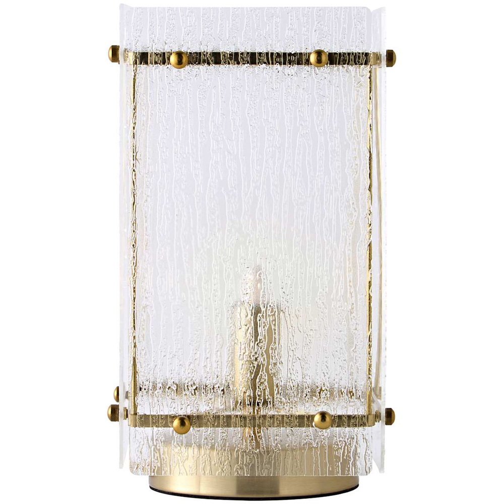 ValueLights Darcy Frosted Textured Acrylic Shade Brushed Gold Table Lamp with Bulb Image 1