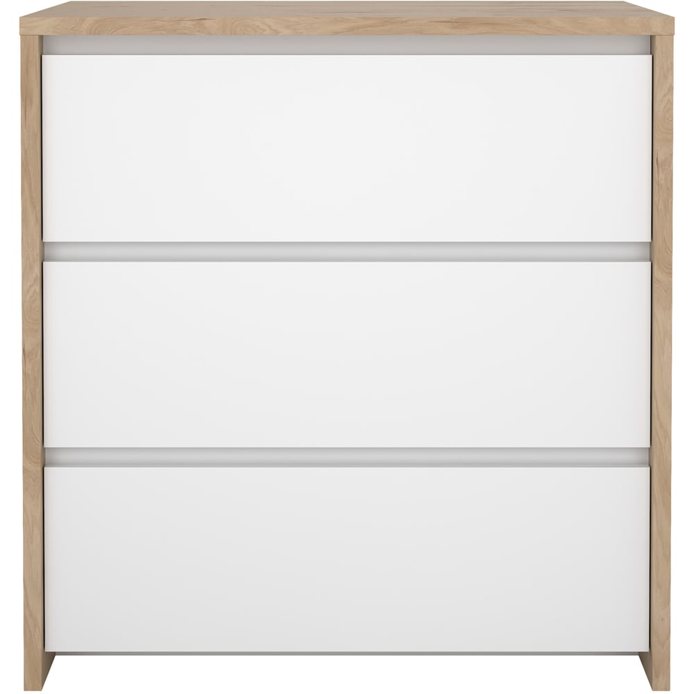 Florence Next 3 Drawer Jackson Hickory White High Gloss Chest of Drawers Image 2