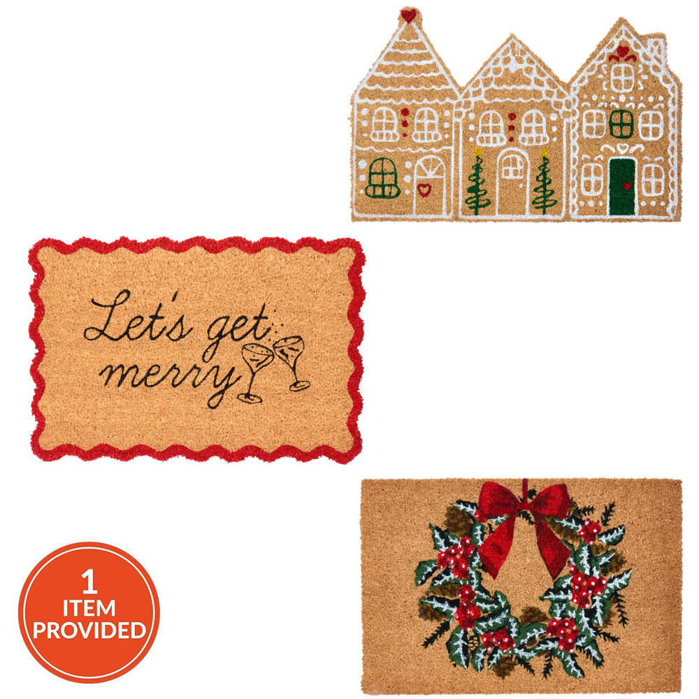 Single Printed Coir Doormat 60 x 40cm in Assorted styles Image 1