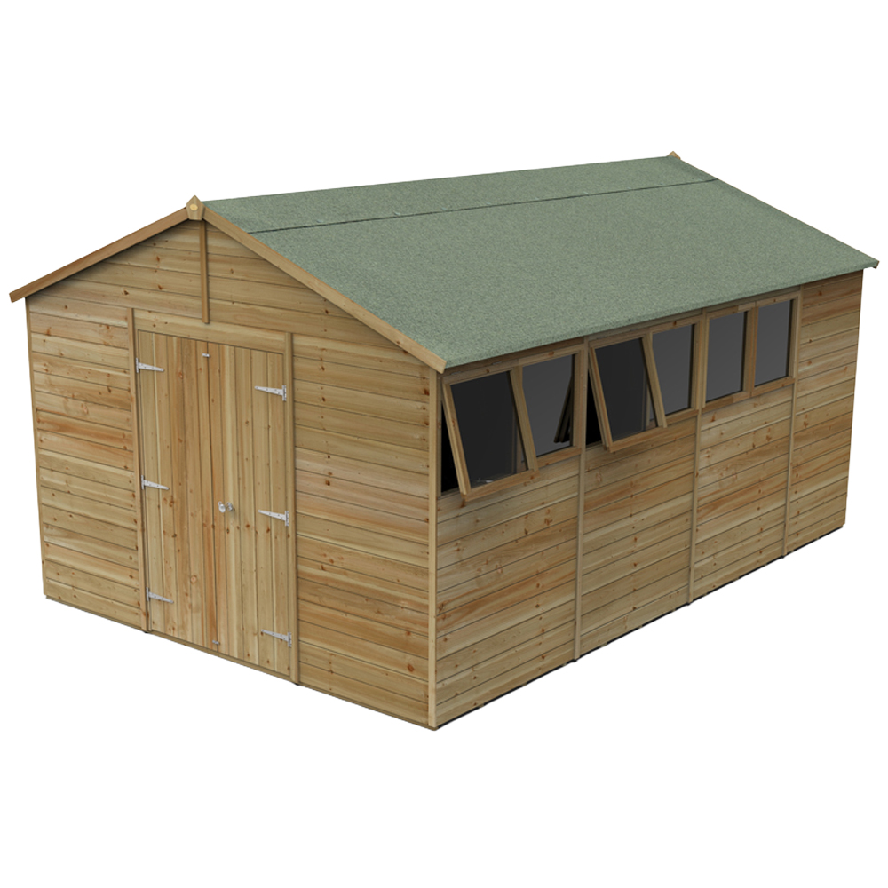 Forest Garden Timberdale 10 x 15ft 2 Opening Apex Shed Image 1