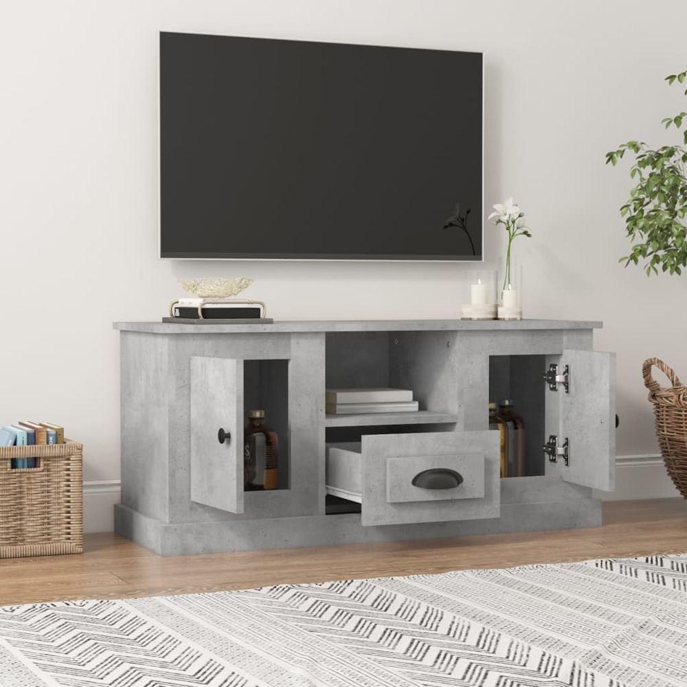 vidaXL 2 Door Single Drawer Single Shelf Concrete Grey TV Cabinet Image 8