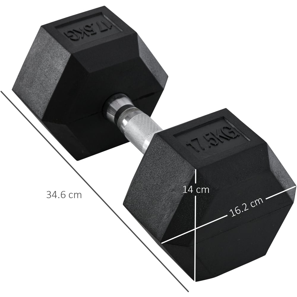 HOMCOM Black Hexagonal Rubber Dumbbell 17.5kg Image 7
