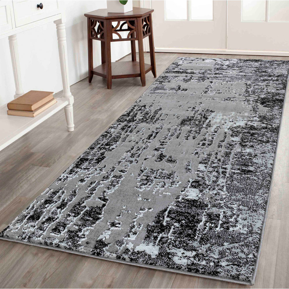 Desire Rugs Serenity Black Abstract Abrasion Rug 80 x 150cm Image 5