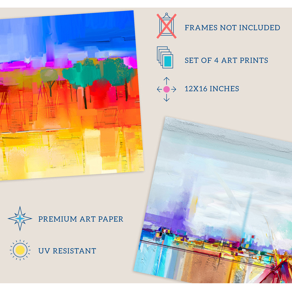 Wee Blue Coo Bright Coastal Landscape Abstract Oil Painting Wall Art Print 30 x 41cm 4 Pack Image 4