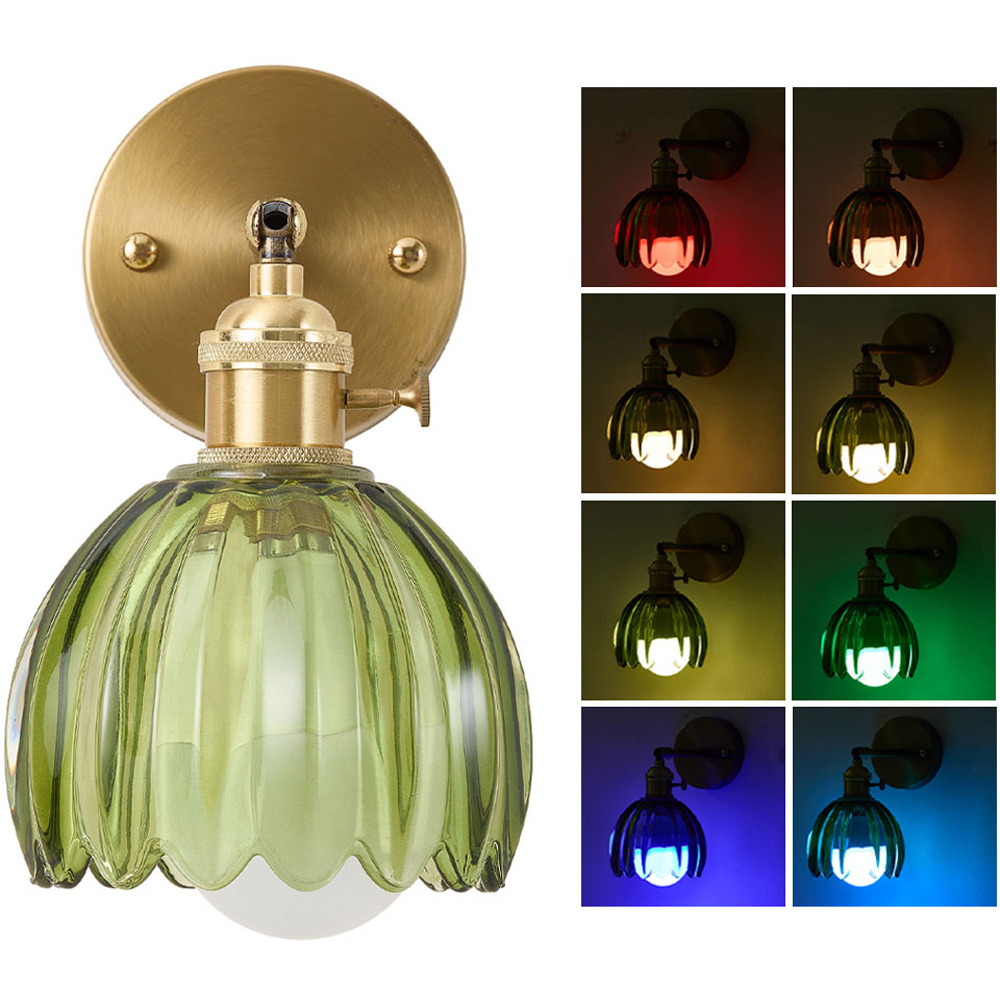 Living and Home Green and Gold 12 RGB LED Wall Sconce with Remote Image 7