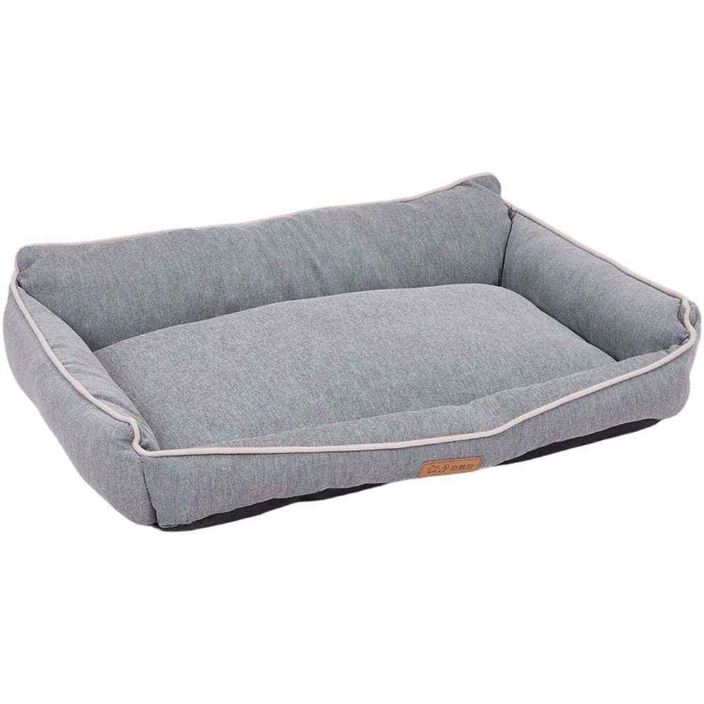 H&O Direct 70 x 50cm Grey Rectangular Warm Dog Bed with Anti-Slip Bottom Image 1