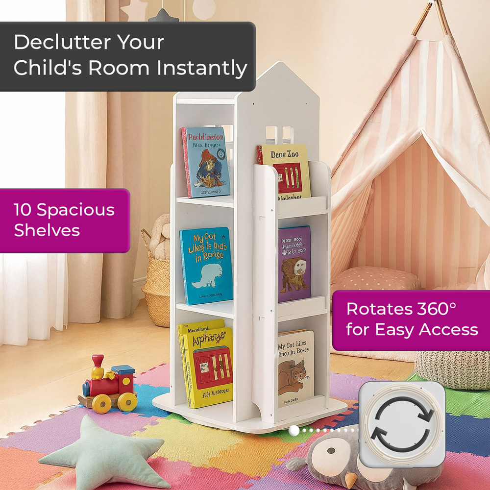 Neo White House Shaped Rotating Kid's Freestanding Bookshelf Image 6