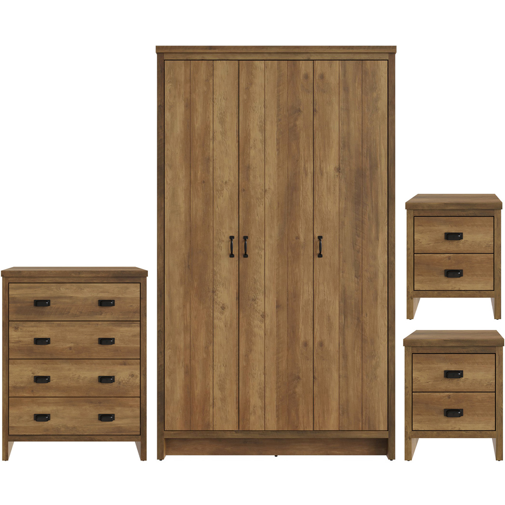 GFW Boston Knotty Oak 4 Piece Bedroom Furniture Set Image 2