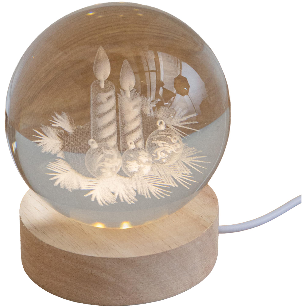 Samuel Alexander Warm White LED Etched Candle Globe USB Powered Christmas Decoration 10cm Image 4