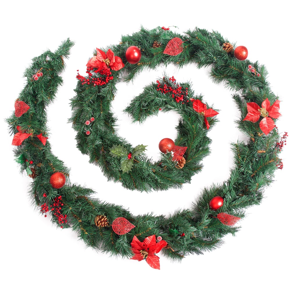 Best Artificial Red Christmas Garland 370cm Image 1