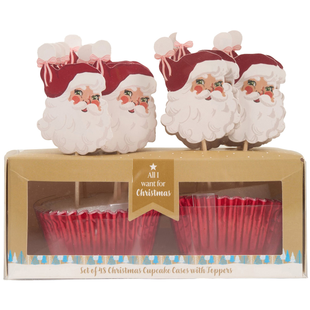 48 Piece Christmas Cupcake Cases and Toppers Image 8