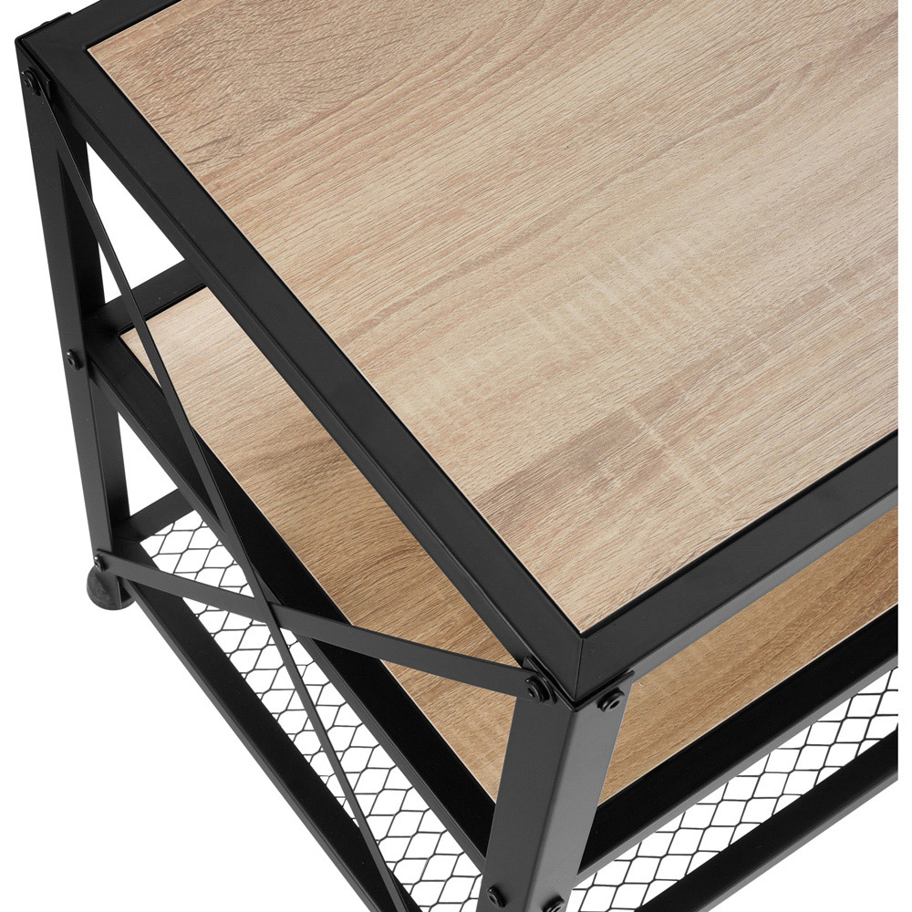 tectake 3 Shelf Light Wooden and Steel Rustic TV Stand Image 6