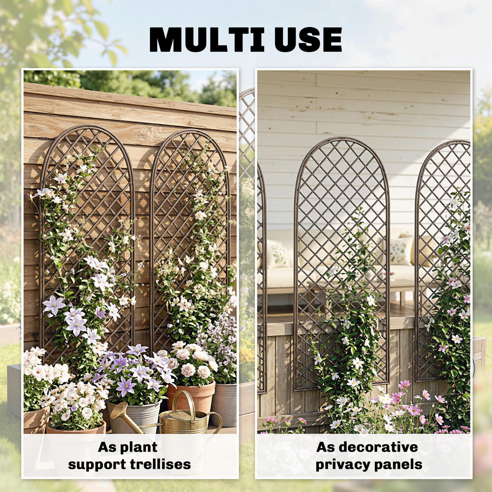 Outsunny 4 x 1ft Natural Wicker Garden Arch Trellis with Dome Top Set of 3 Image 5