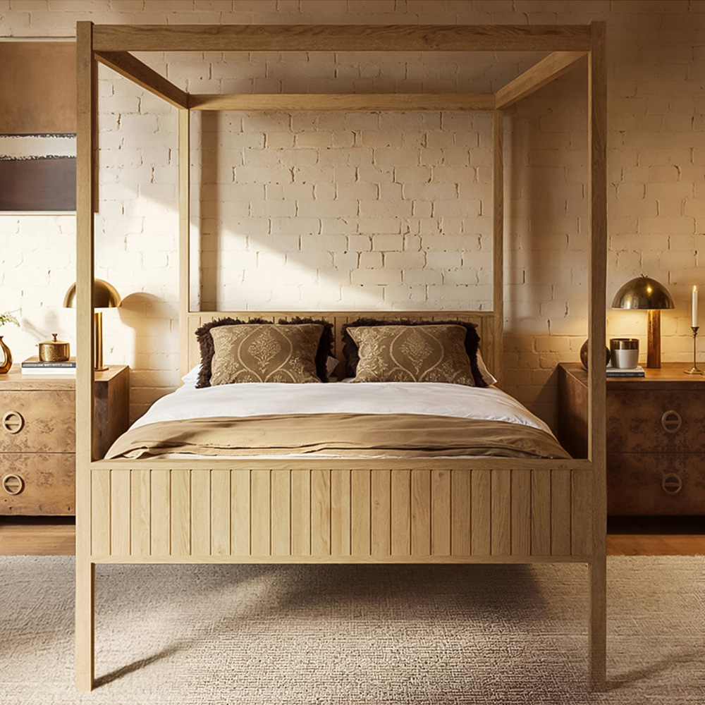 Flair Maddy King Size Natural 4 Poster Bed Image 1