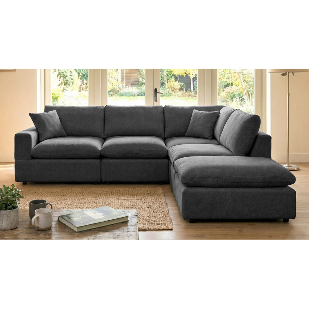 Artemis Home Cotleigh 5 Seater Charcoal Textured Fabric Reversible Corner Sofa Image 3
