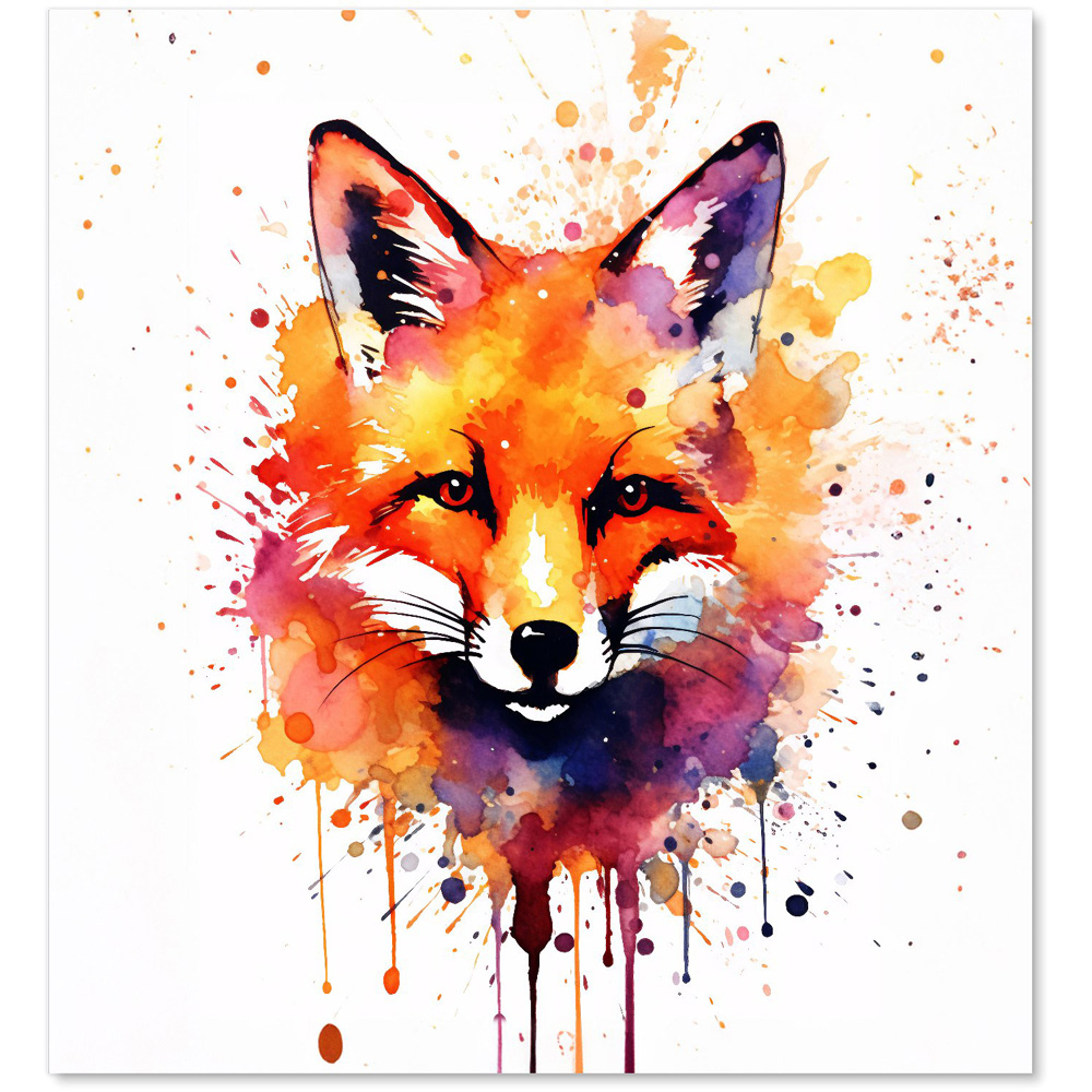 Warren Reed Designer Watercolour Splashart Fox Face Glass Kitchen Splashback 65 x 60cm Image 2