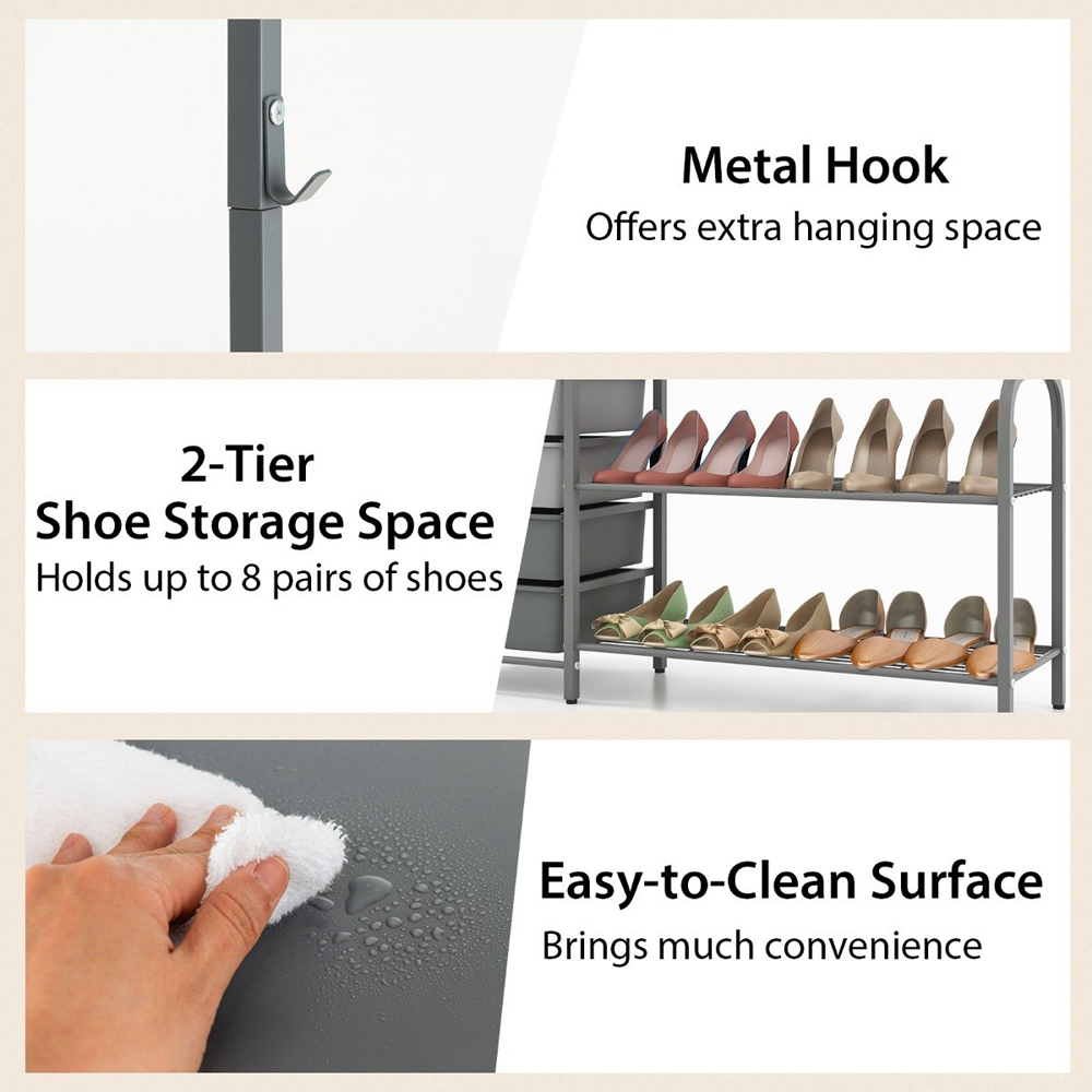 Costway 6 Drawer 3 Shelf Grey Clothes Rack Image 8