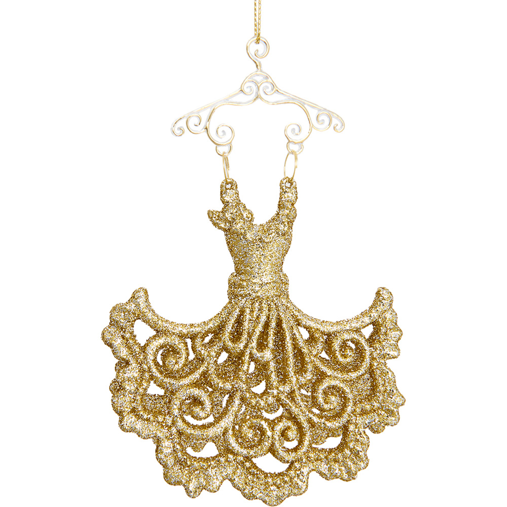 Champagne Glitter Dress Hanging Decoration Image 4