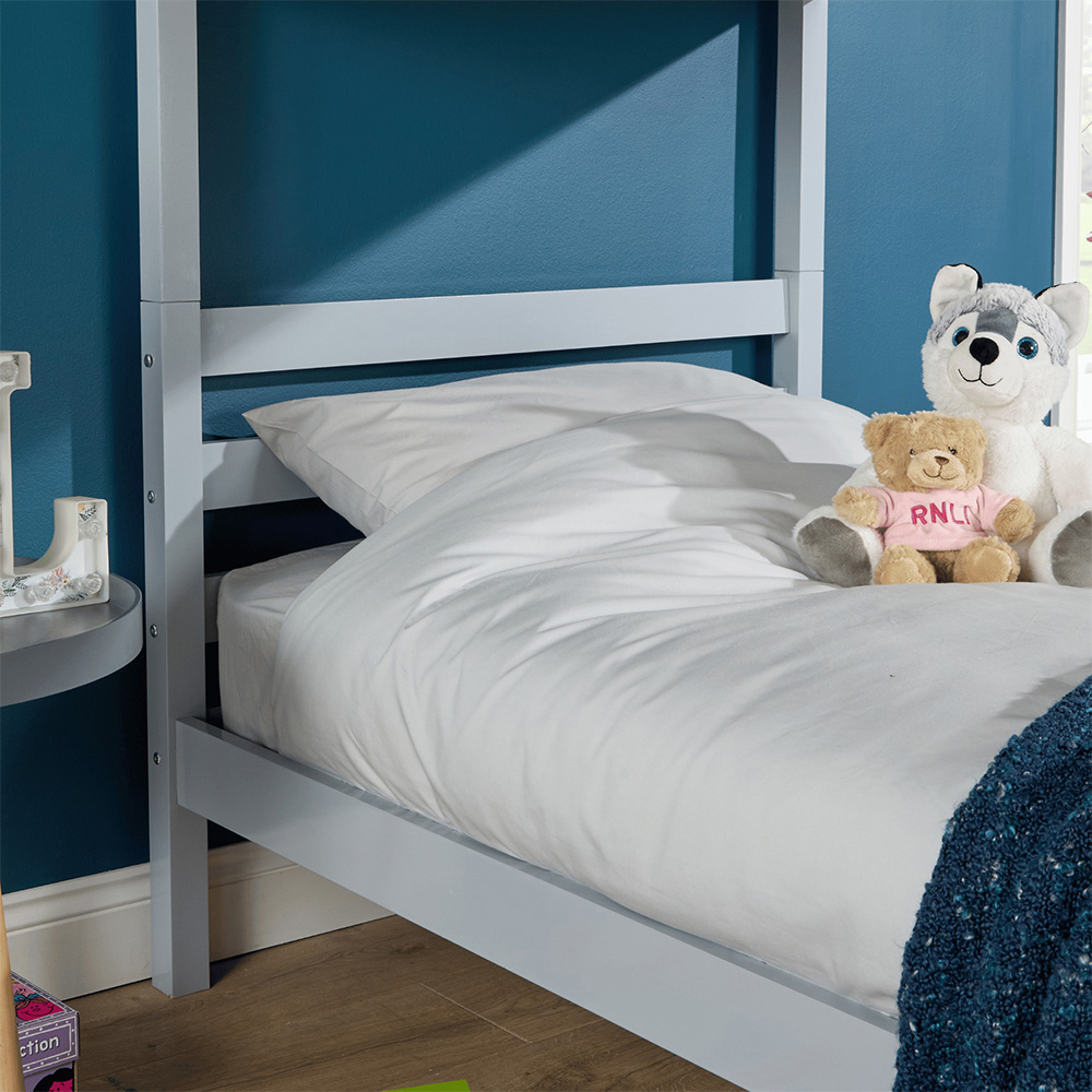 Home Source Hendon Single Grey Childrens Wooden Single Bunk Bed Image 4