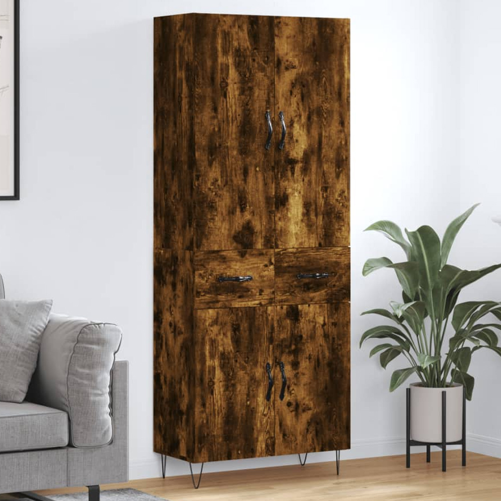vidaXL 4 Door 2 Drawer Brown Oak Highboard Image 1