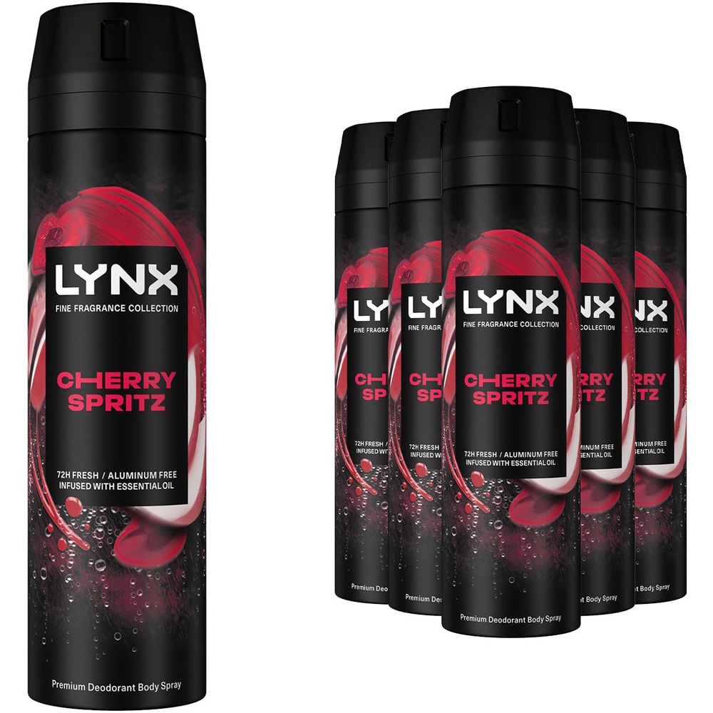 Lynx Fine Fragrance Cherry Spritz Body Spray Deodorant 200ml 6 Pack Image 1