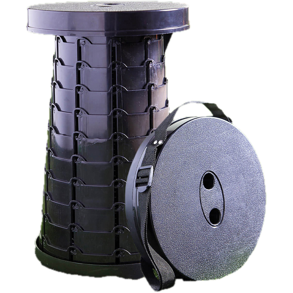 Avilo Black Adjustable Pop-Up Telescopic Stool with Carry Bag Image 2