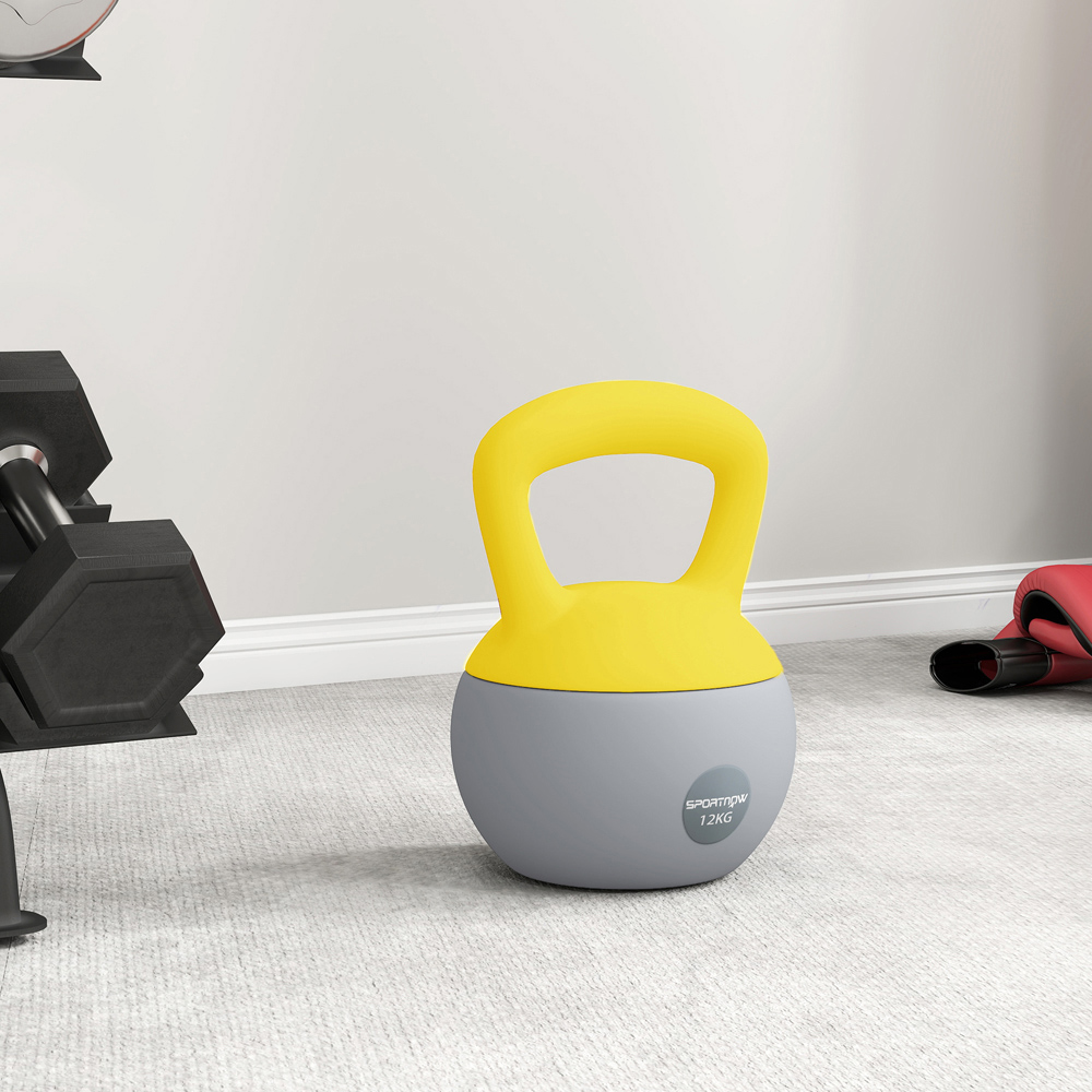 SPORTNOW Yellow and Grey Soft Body Kettlebell with Non Slip Handle 12kg Image 5