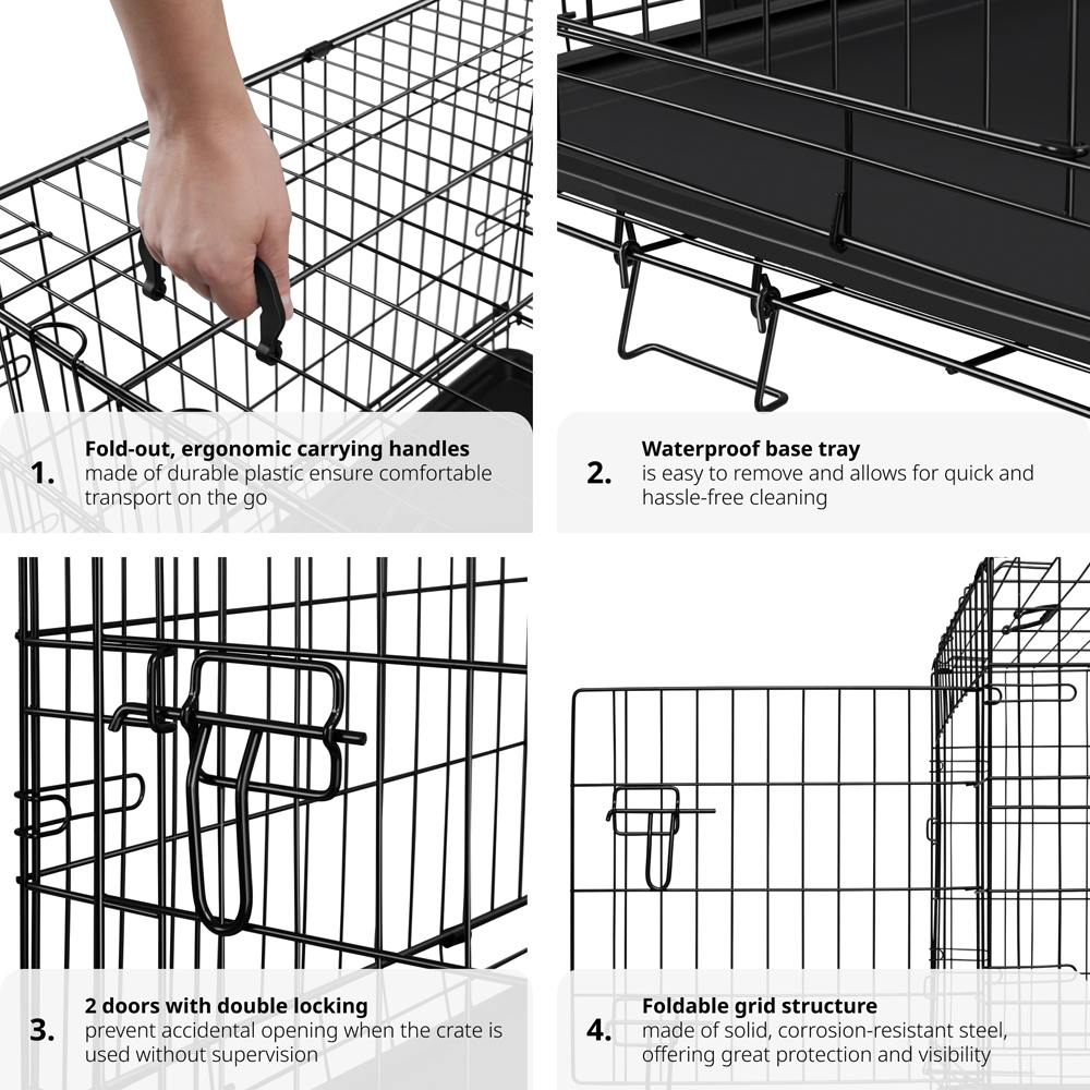 tectake Luna Black Foldable Dog Crate Image 5