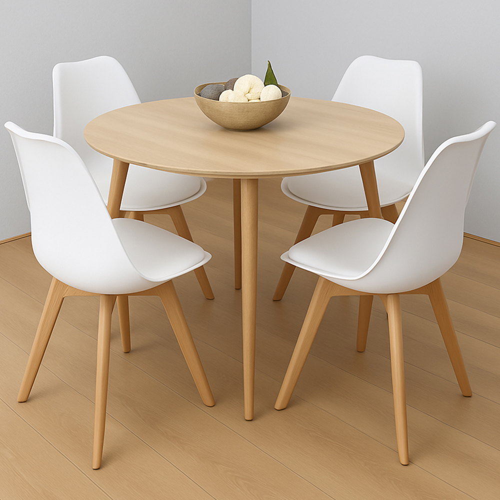 Kosy Koala 4 Seater Round Dining Set White Image 1