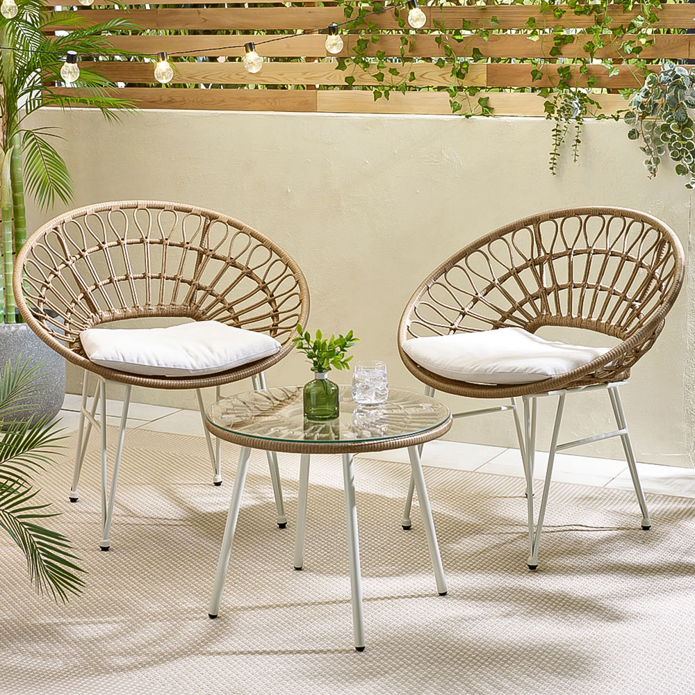 Furniturebox Patras 2 Seater Rattan Outdoor Bistro Set Light Brown Image 1