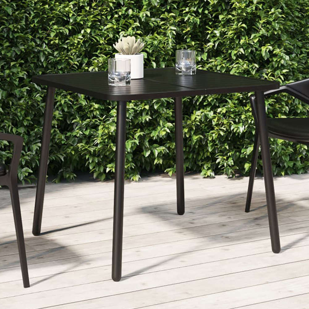 vidaXL 2 Seater Anthracite Steel Slatted Garden Table Image 1