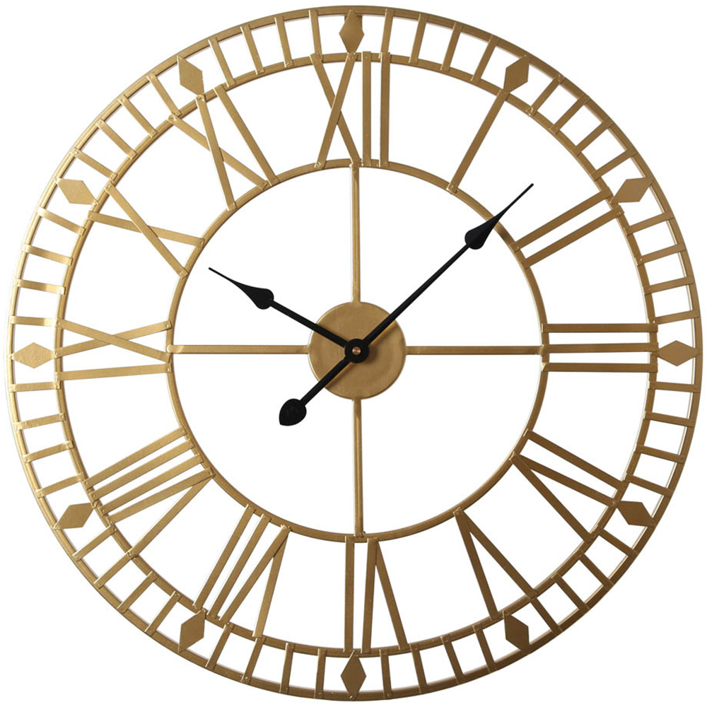 EOS Gold Skeleton Wall Clock with Roman Numerals 60cm Image 1
