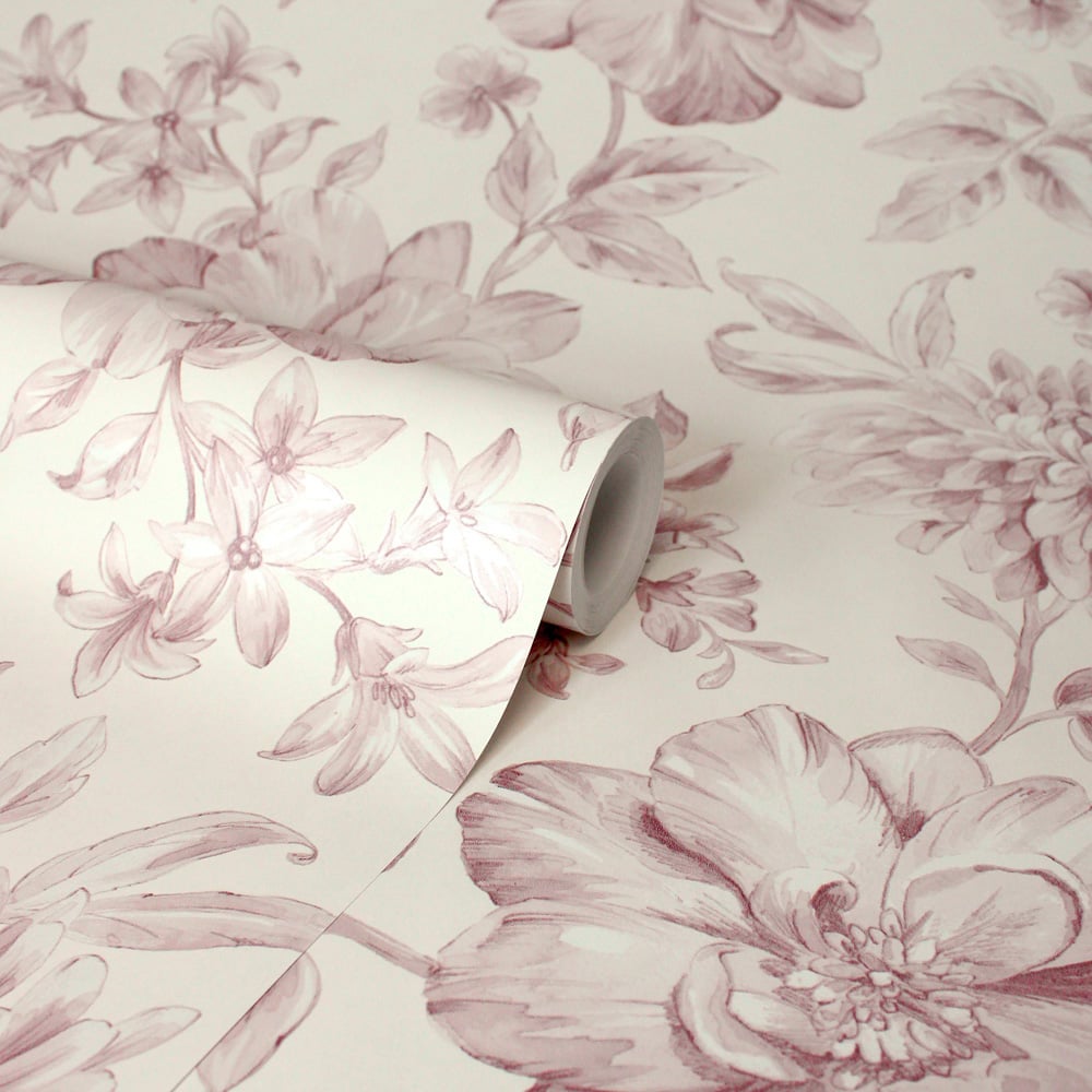 Fine Decor Isabella Floral Pink Wallpaper Image 2