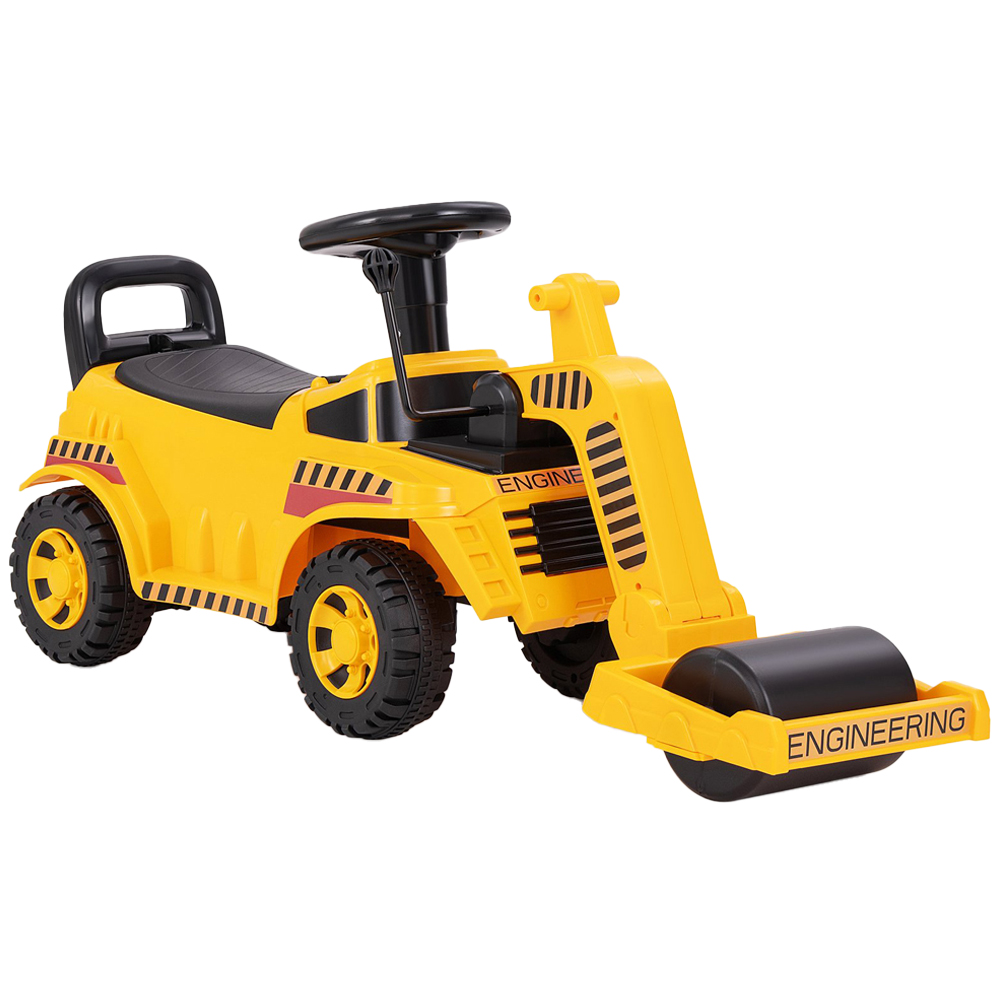 Costway Kids Yellow Ride On Road Roller with Adjustable Roller and Anti-Tipping Block Image 1
