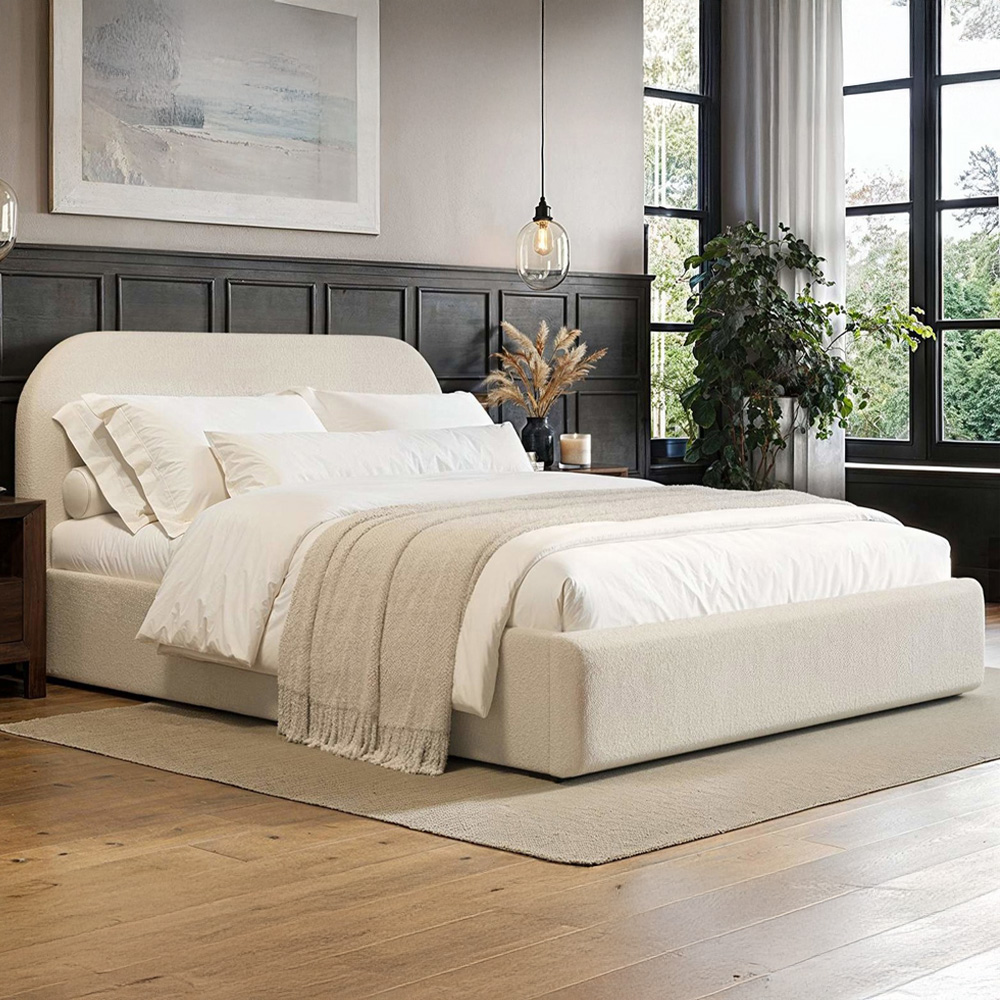 Flair Alba Double Cream Boucle Ottoman Bed Image 1