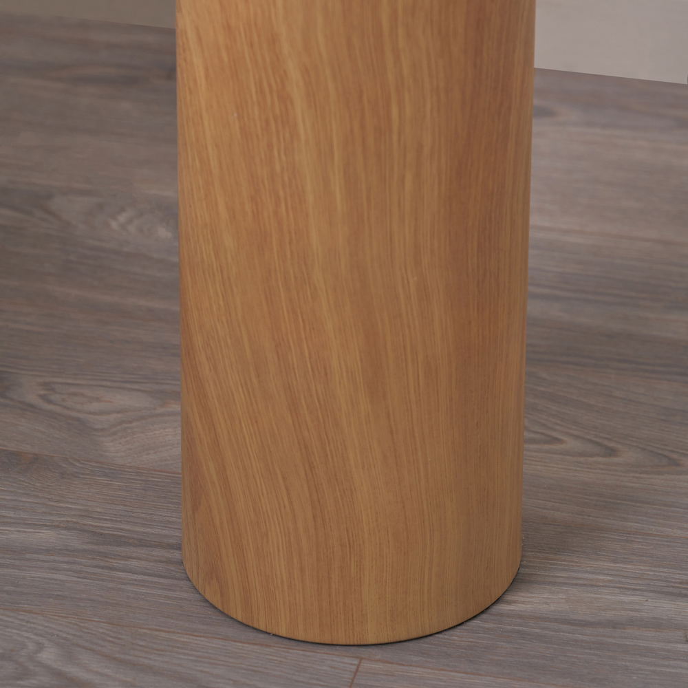 Pacific Lifestyle Bonham White Fabric Shade Natural Wood Veneer and Silver Metal Floor Lamp Image 4