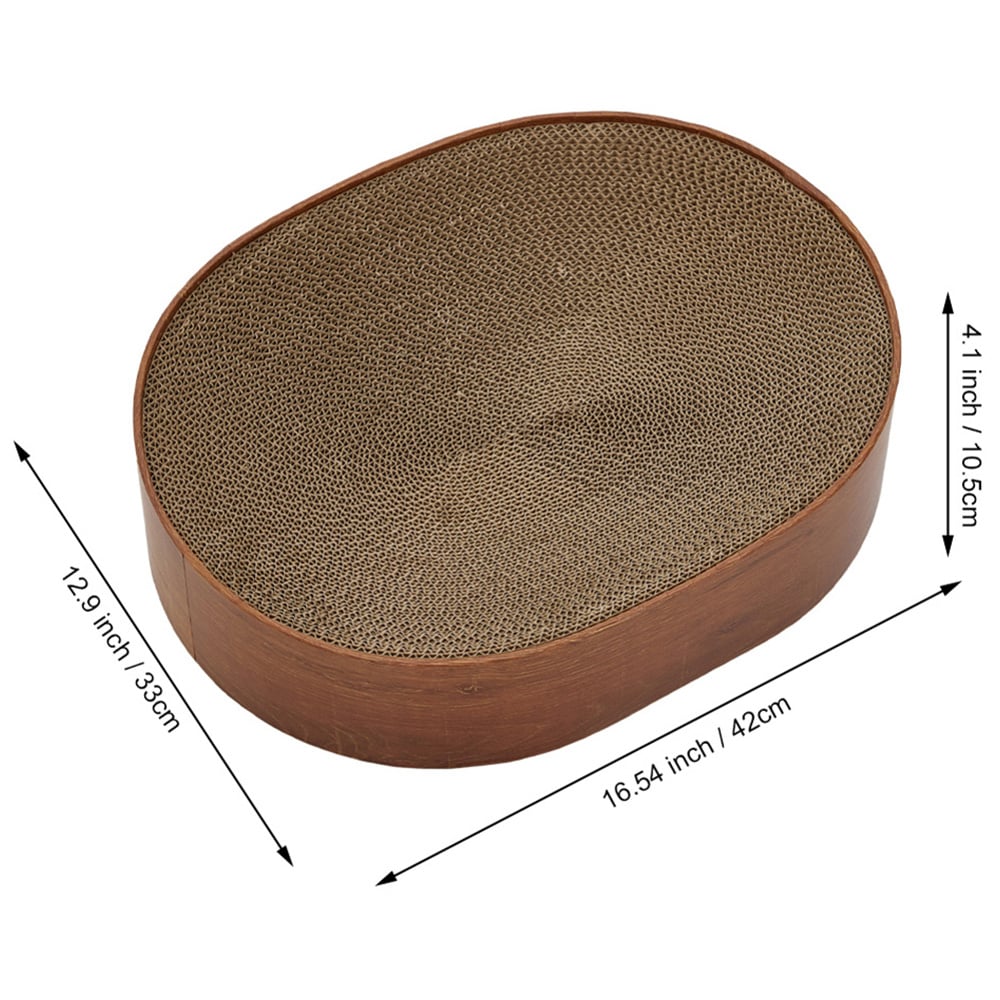 H&O Direct Brown Oval Cardboard Cat Scratching Bed 43cm Image 4