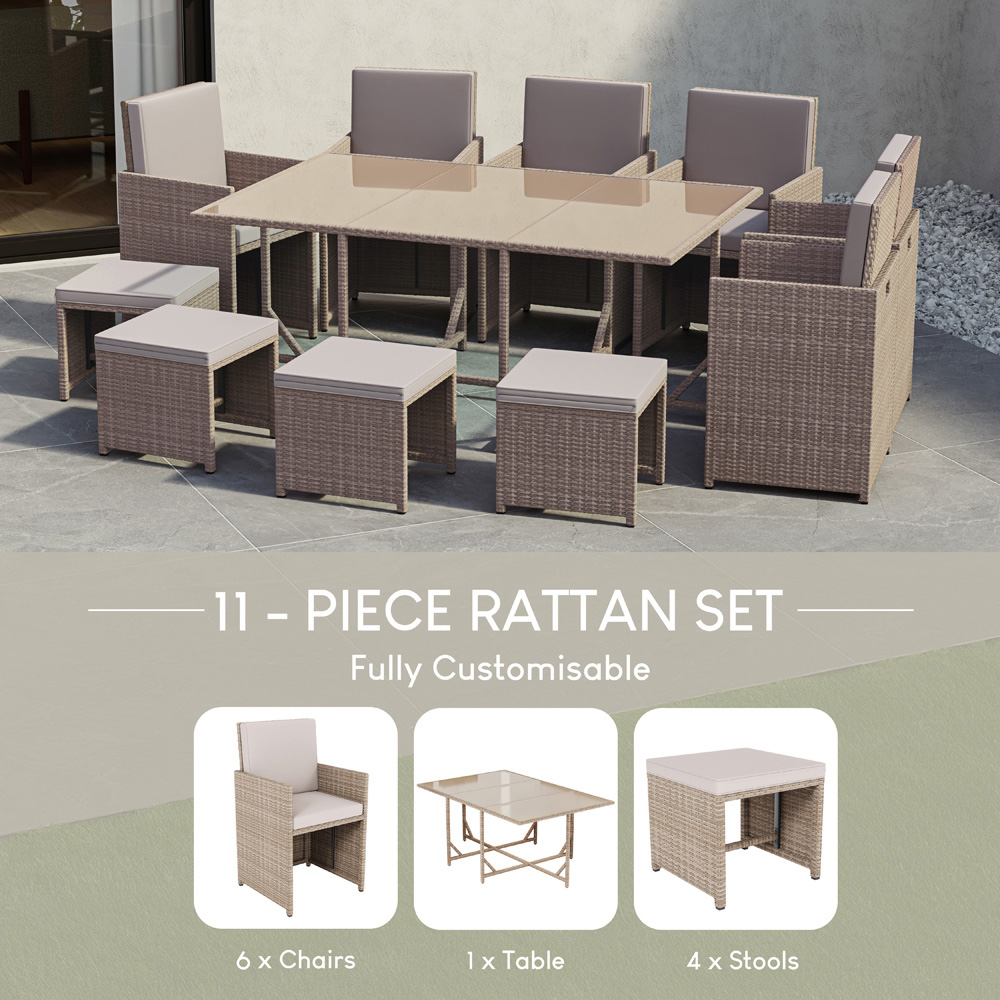 GARDEN VIDA Cuba 10 Seater Natural PE Rattan Garden Dining Set with Cover Image 4