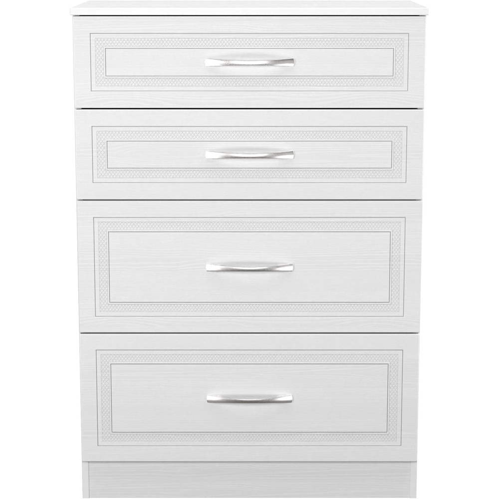 Crowndale Dorset 4 Drawer Signature White Deep Chest of Drawers Ready Assembled Image 2