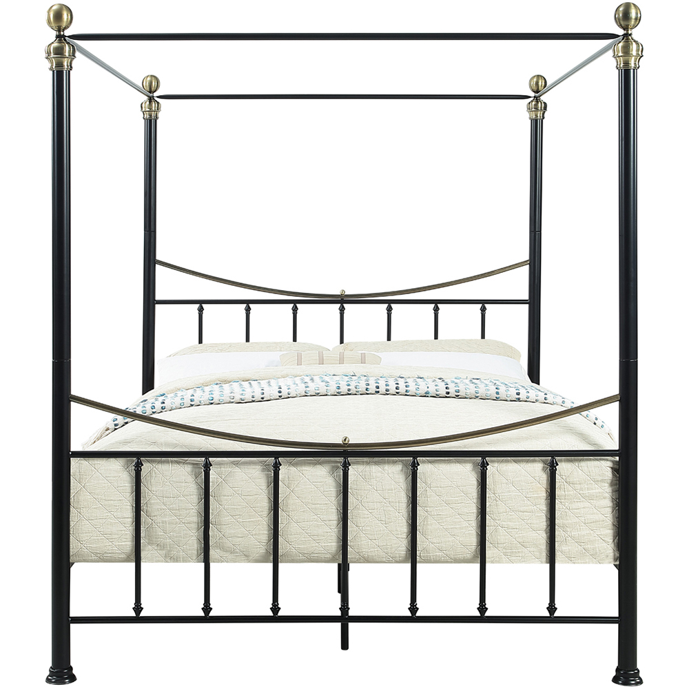 OAT Home Marylebone Double Black and Brass Metal 4 Poster Bed Frame Image 4