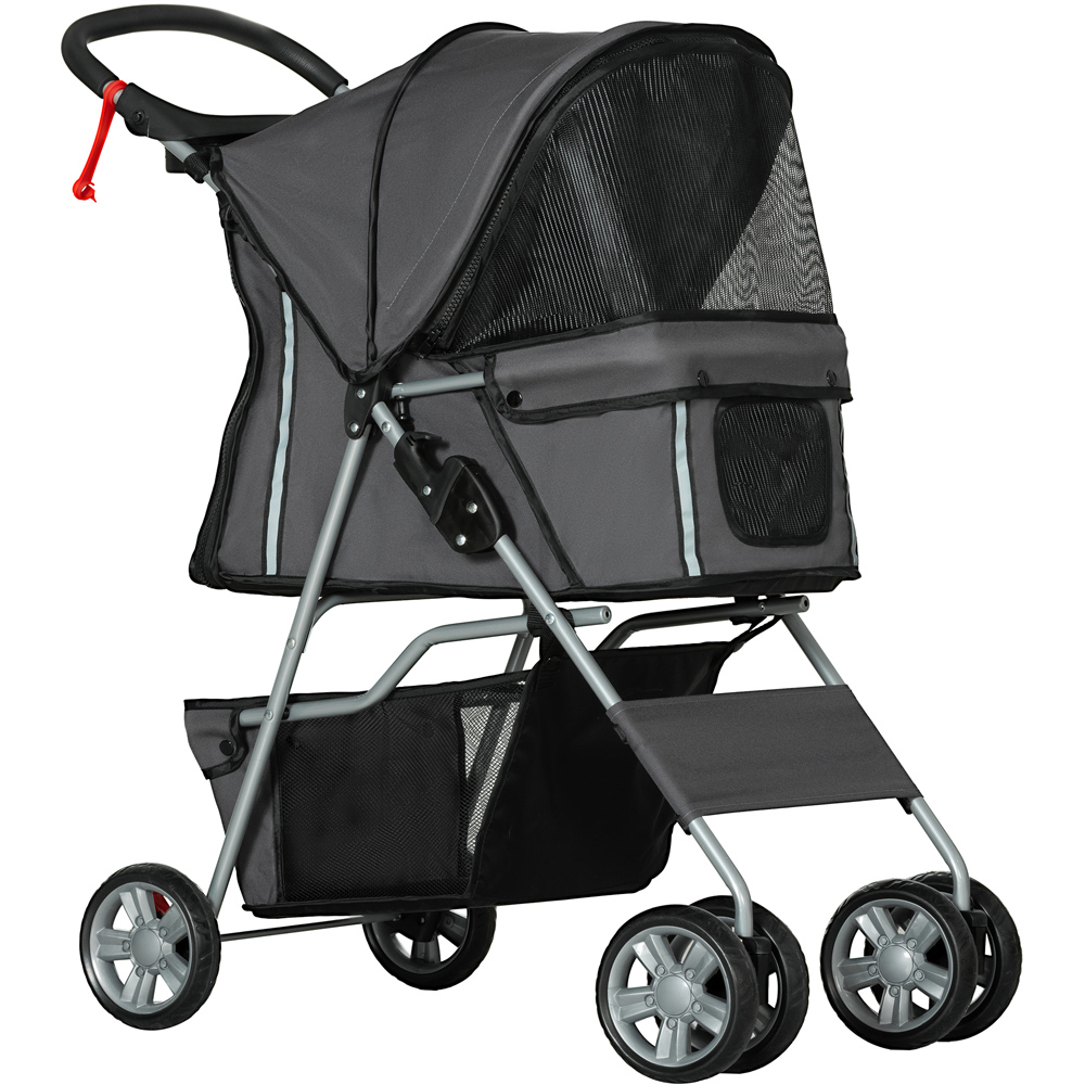 PawHut Foldable Dark Grey Pet Stroller Image 1
