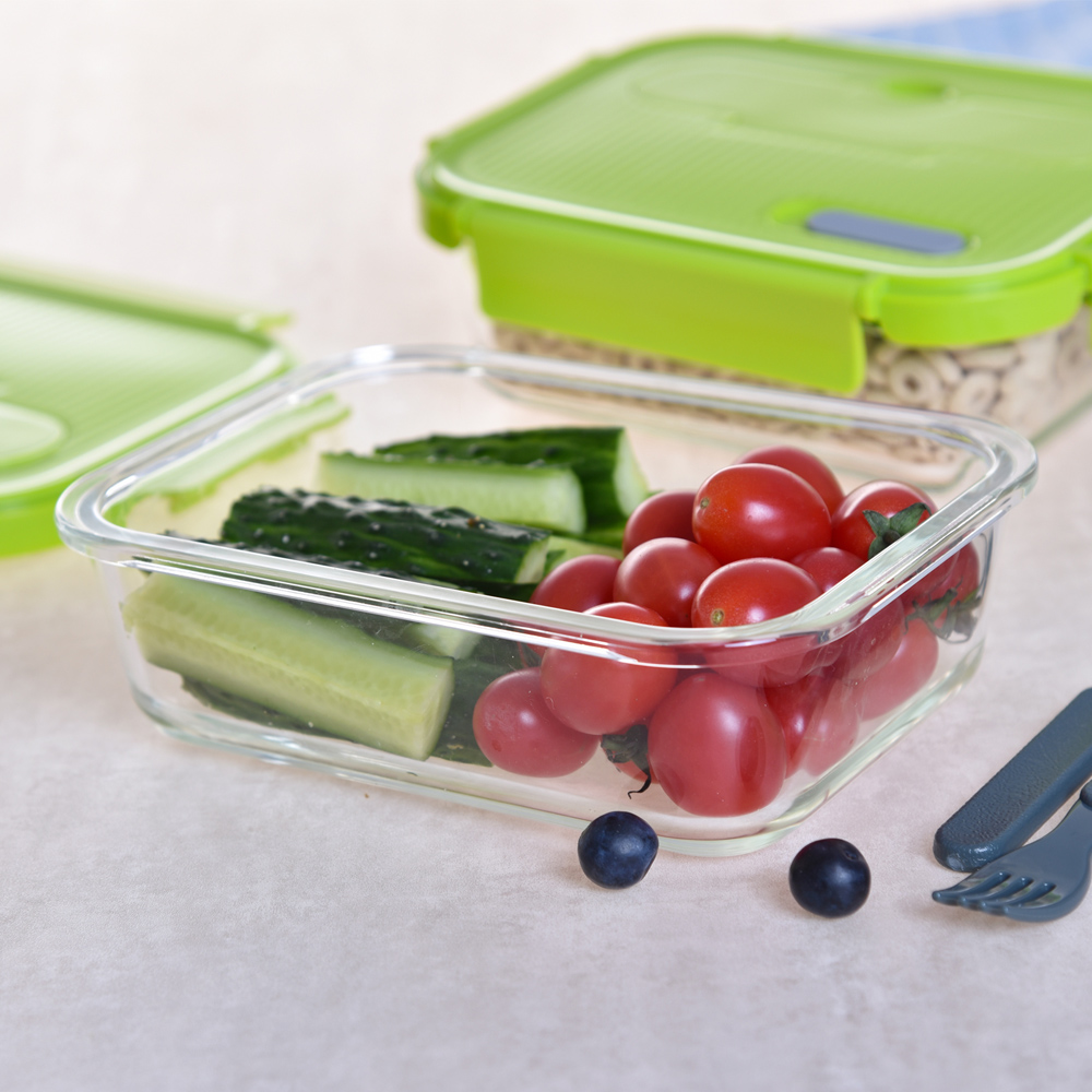 Waterside Set of 2 Glass Food Lunch Container with Cutlery Image 2