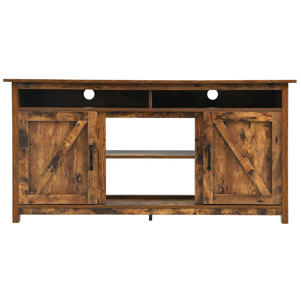 Costway Wooden TV Cabinet with Barn Doors and Open Shelf Image 3